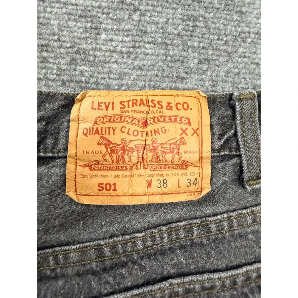 Vintage Levis 501 Mens 38 Black Denim Custom Cut Off Shorts USA Made Faded Gray